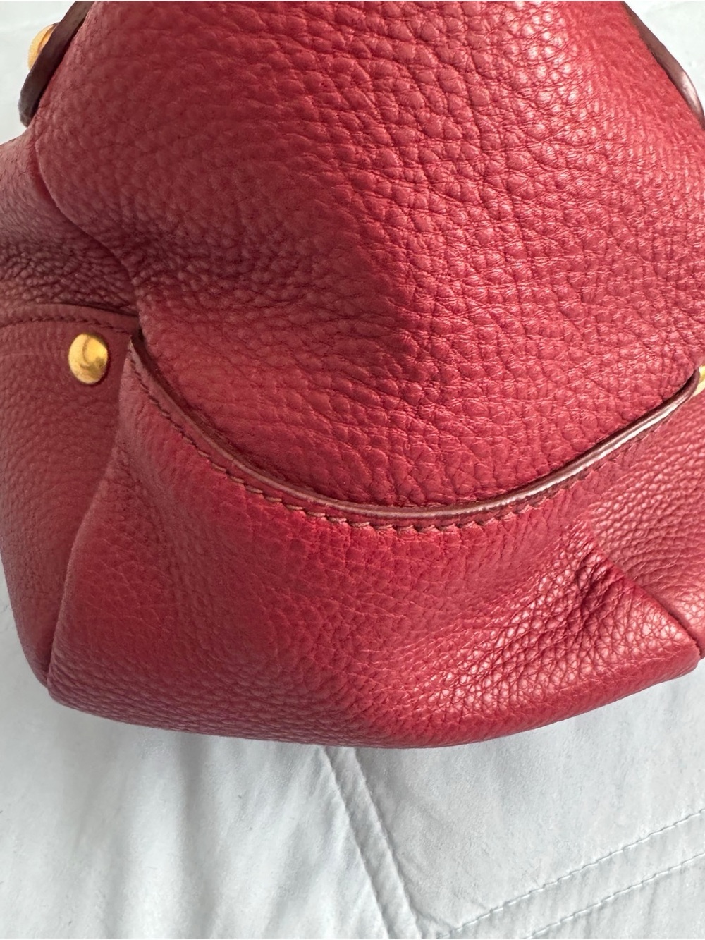 Prada Vitello Daino Hobo Bag BR4627 Rubino Red Gold Hardware - Authentic - Picture 7 of 11